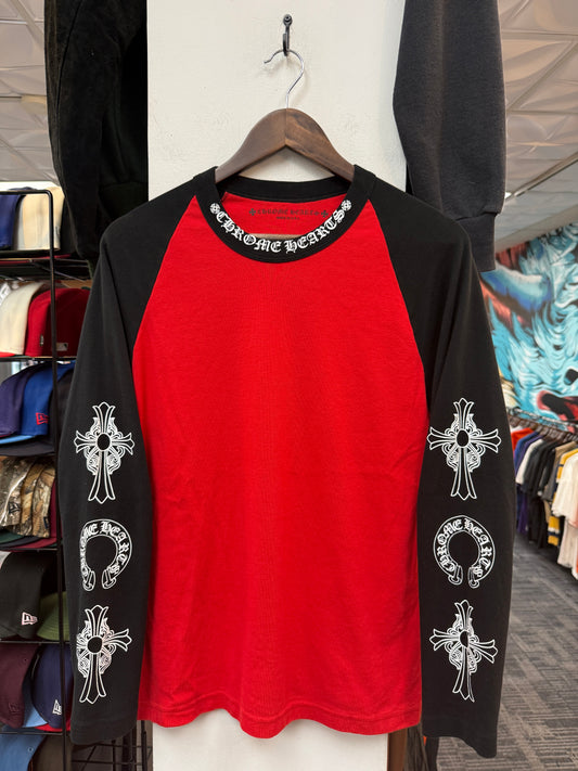 Chrome Hearts Red Raglan Neck Logo Tee