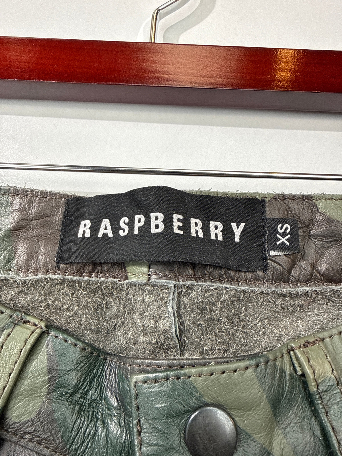 New GV Raspberry Hills Camo Leather Shorts