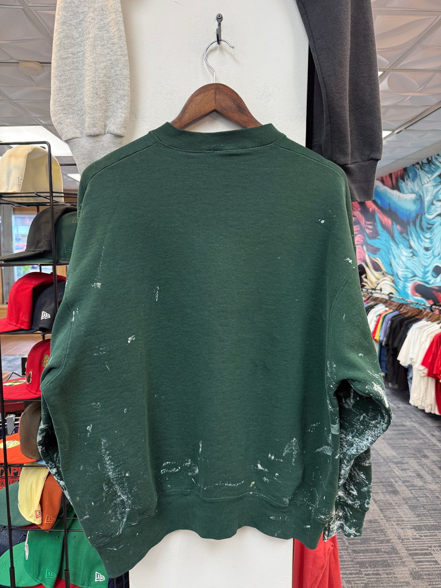 Vintage Paint Splatter Green Crew