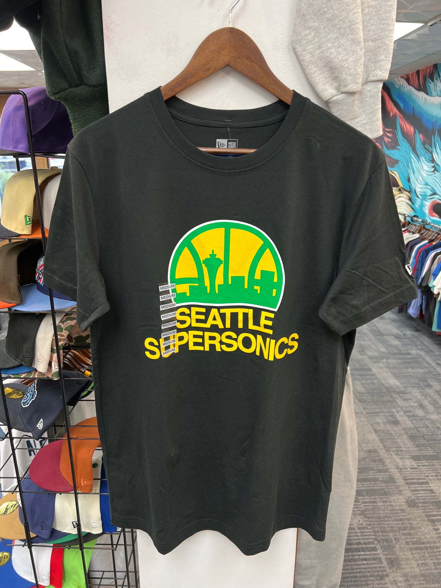 New Era SuperSonics Black Tee