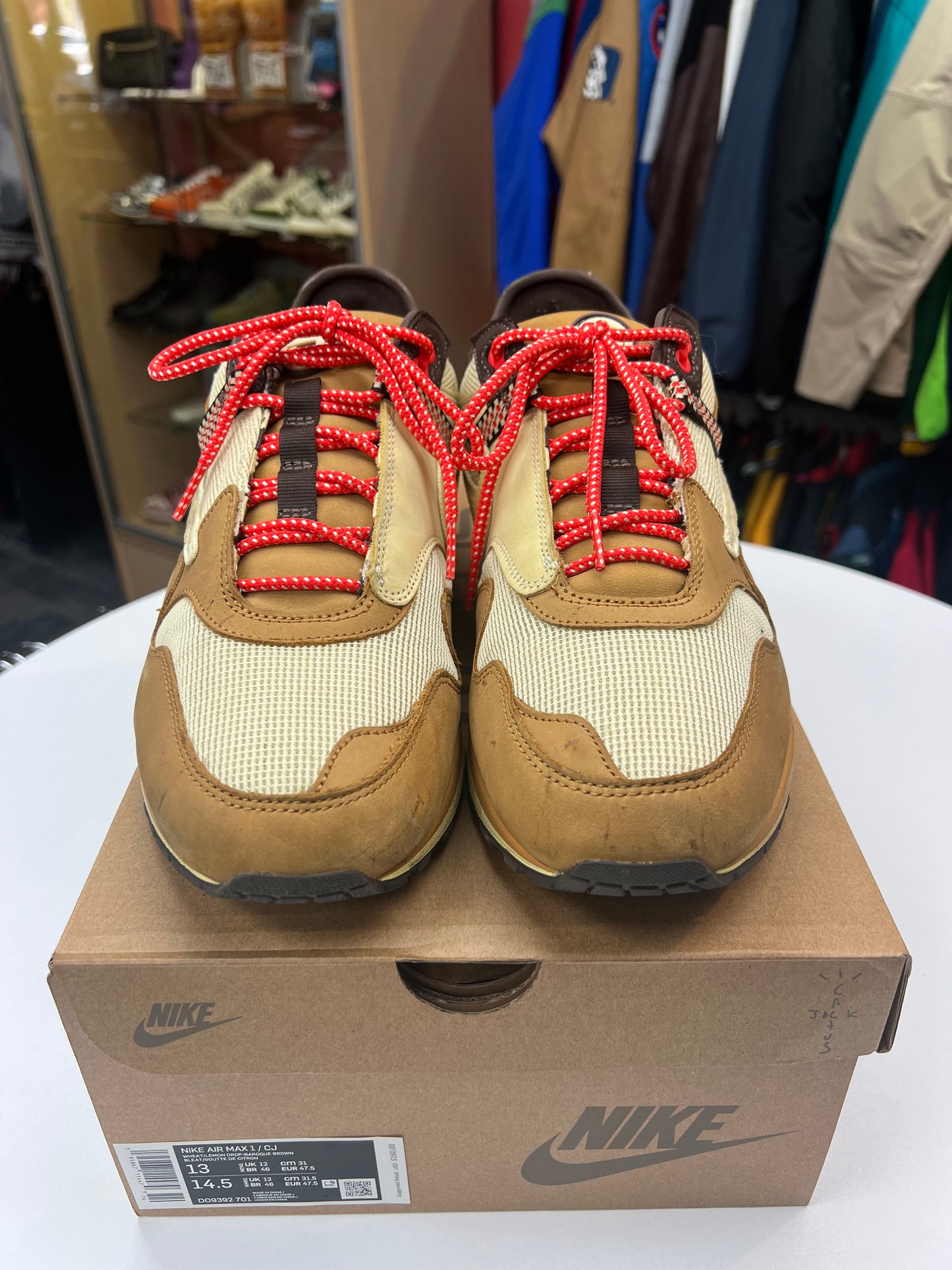 Preowned Nike Air Max 1 Travis Scott Wheat Lemon Drop