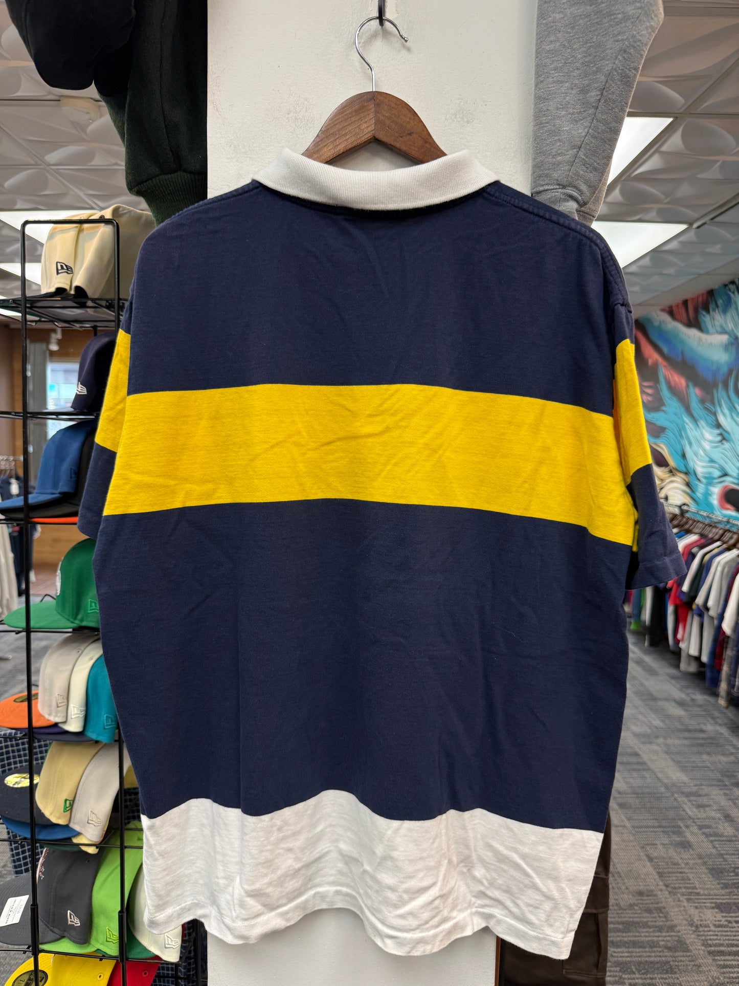 Polo Ralph Lauren Navy Blue Yellow Striped Shirt