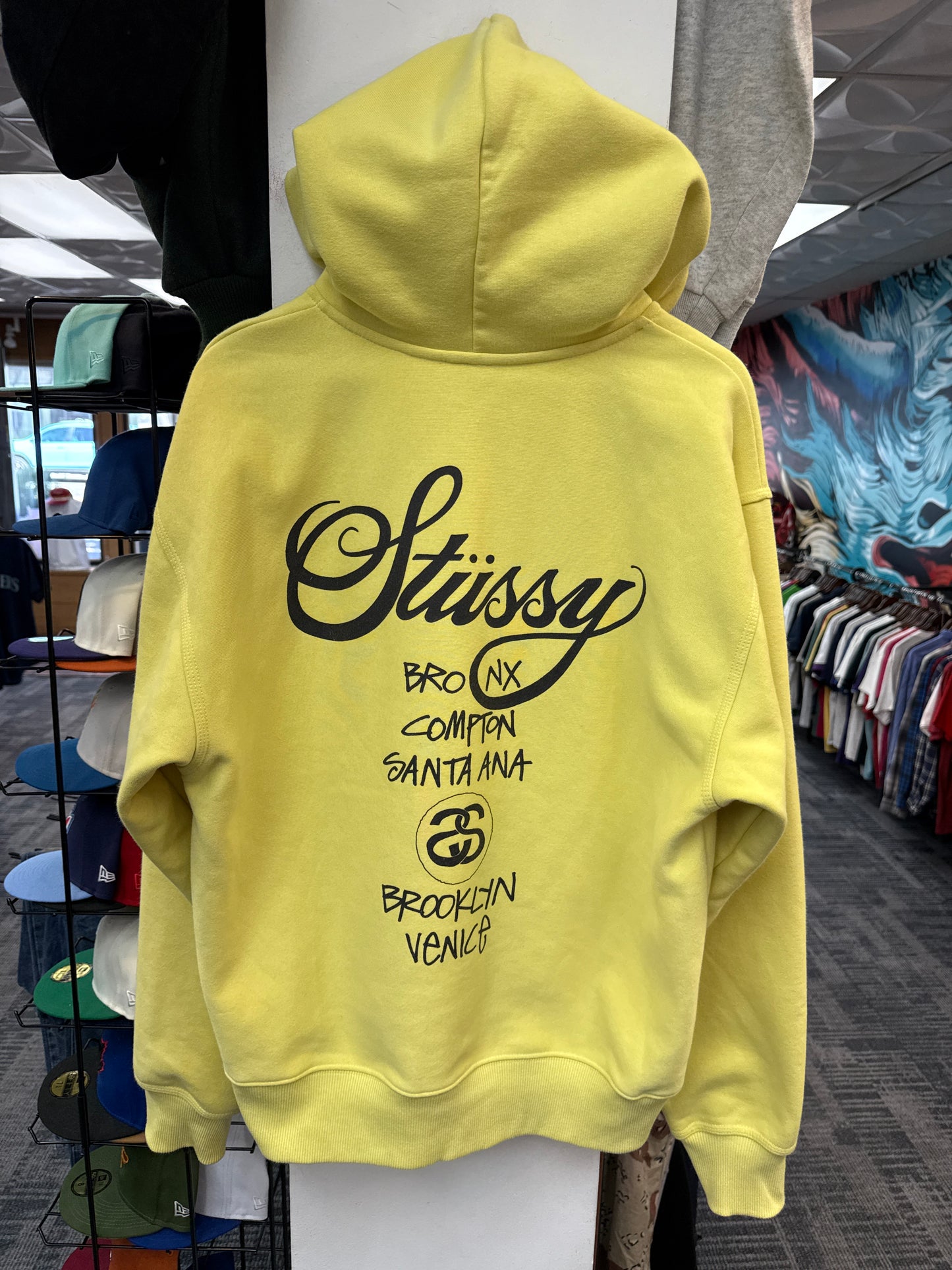 Stussy World Tour Yellow Zip Up Hoodie