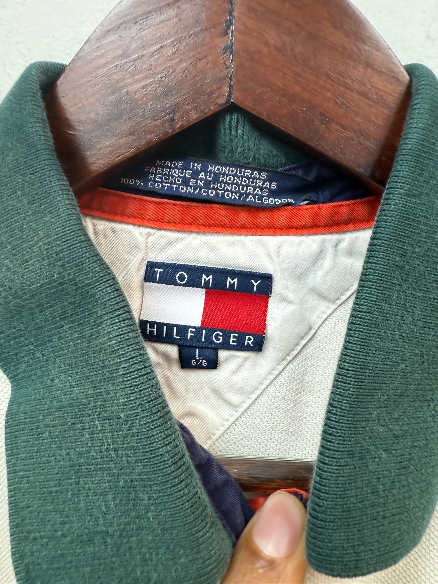 Tommy Hilfiger White Green Stripe Polo