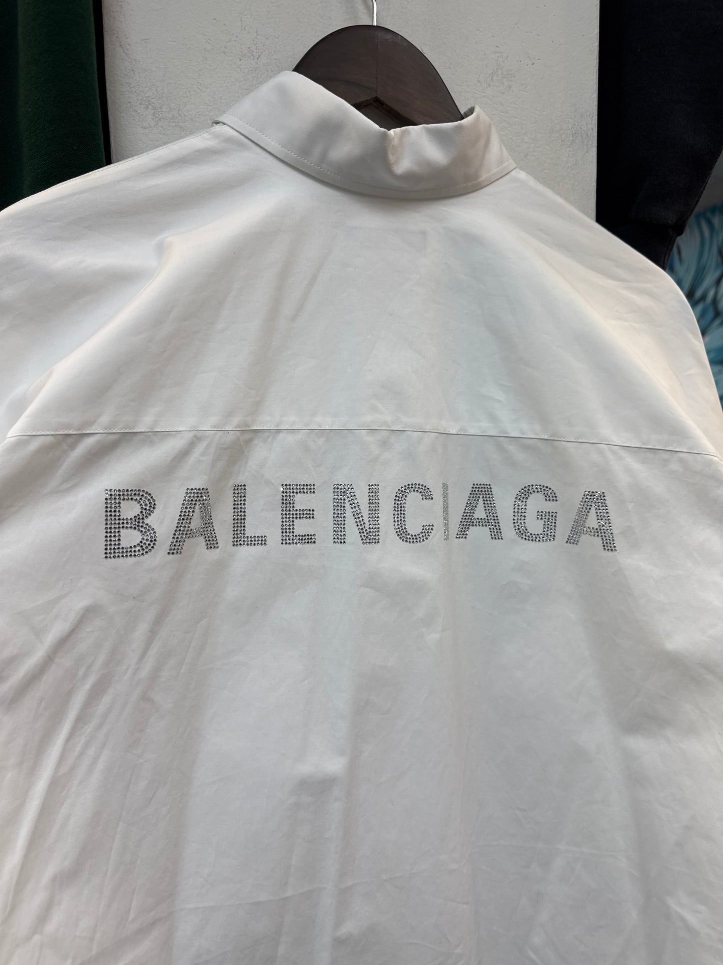 New Balenciaga Oversized Crystal Button Up