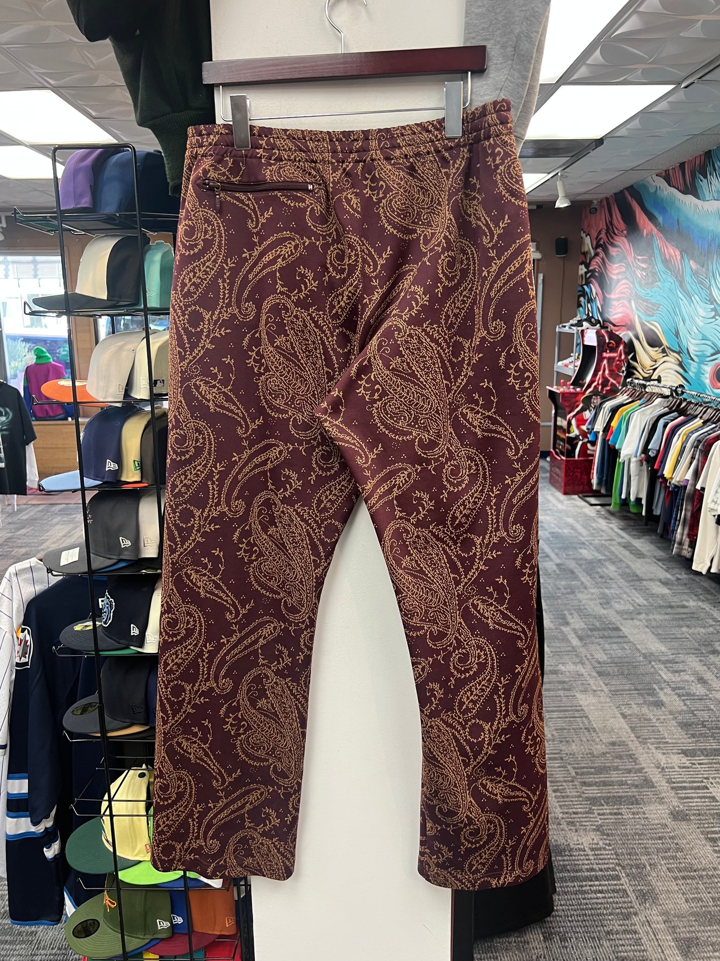Needles Track Pants Bordeaux Paisley Pattern