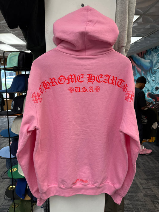 New Chrome Hearts T-Bar Pink Hoodie