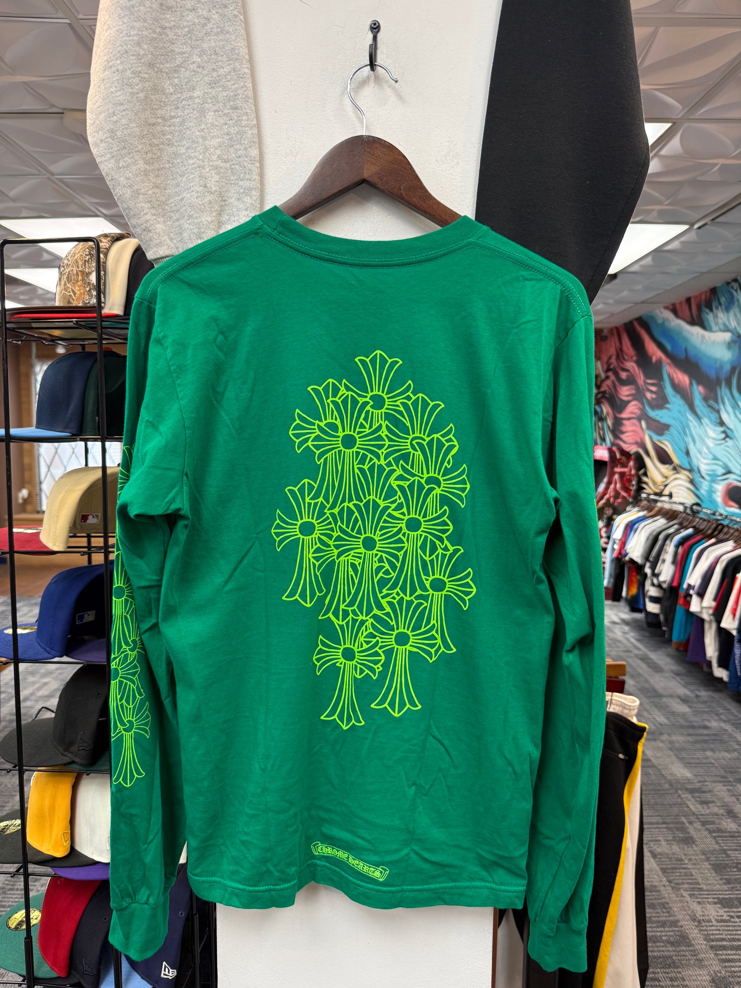 Chrome Hearts Green Cemetery Cross L/S Tee