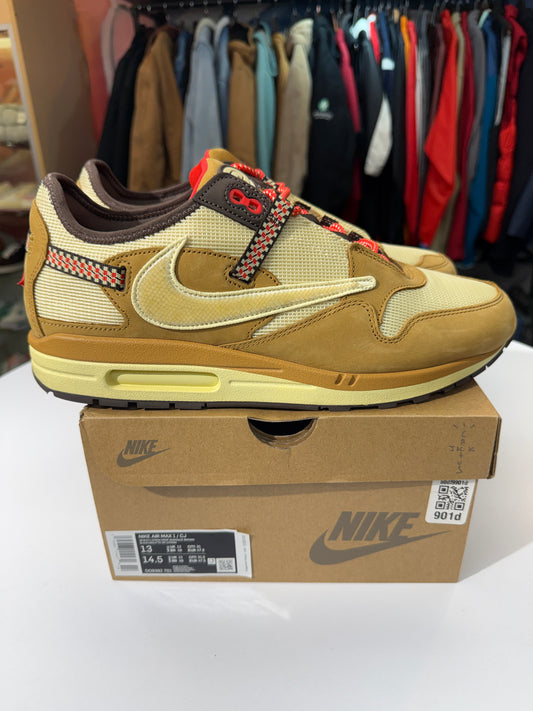 Preowned Wheat Lemon Drop Travis Scott Air Max 1