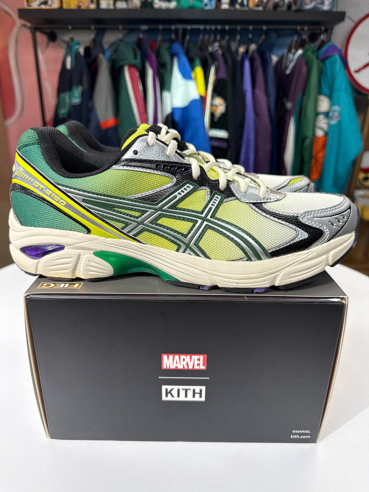 Preowned Asics GT-2160 Kith Marvel Green Goblin (Comic Included)