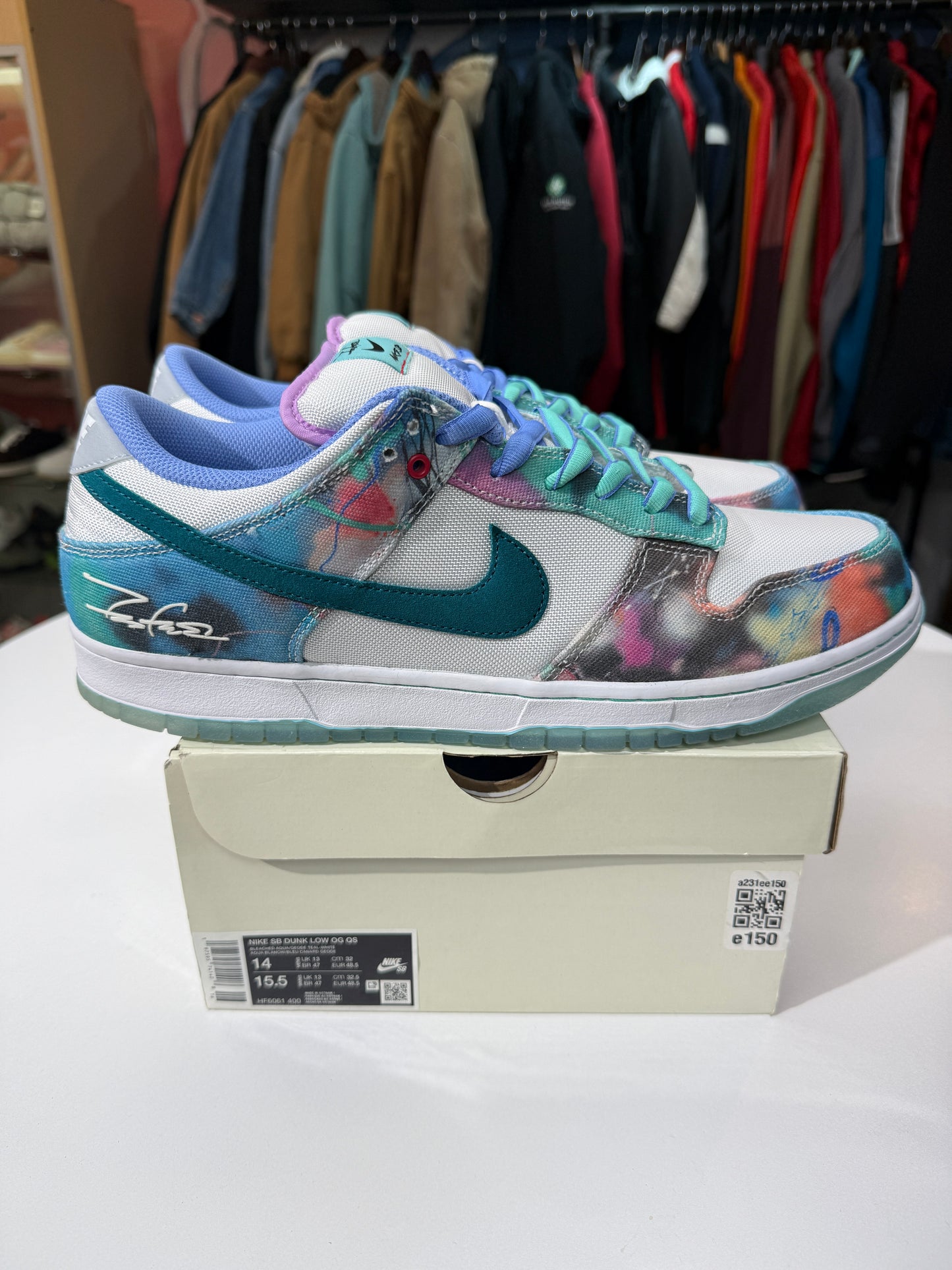 Preowned Bleached Aqua Futura Laboratories Nike SB