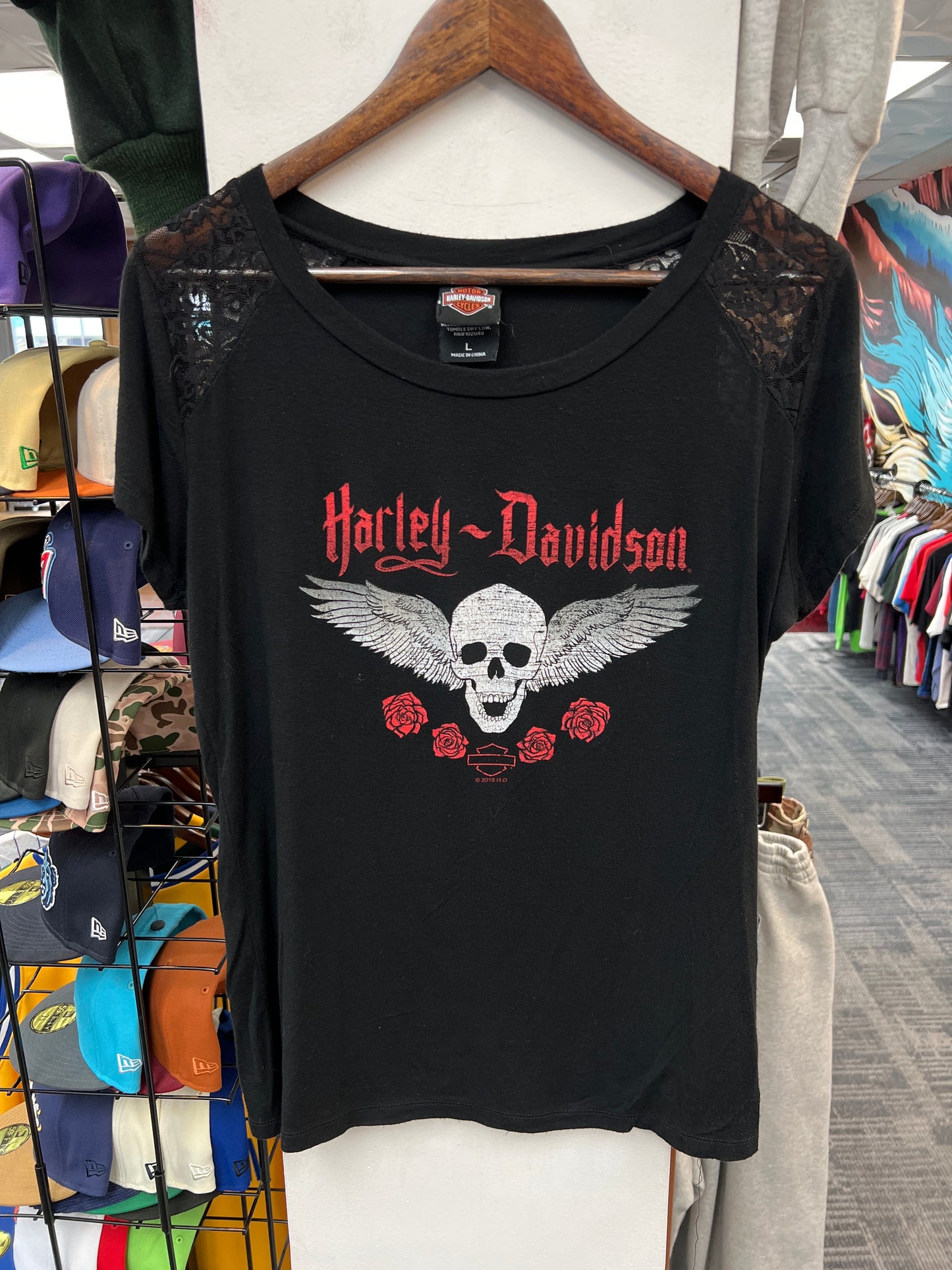 Harley Davidson Flying Skull Womens Tee