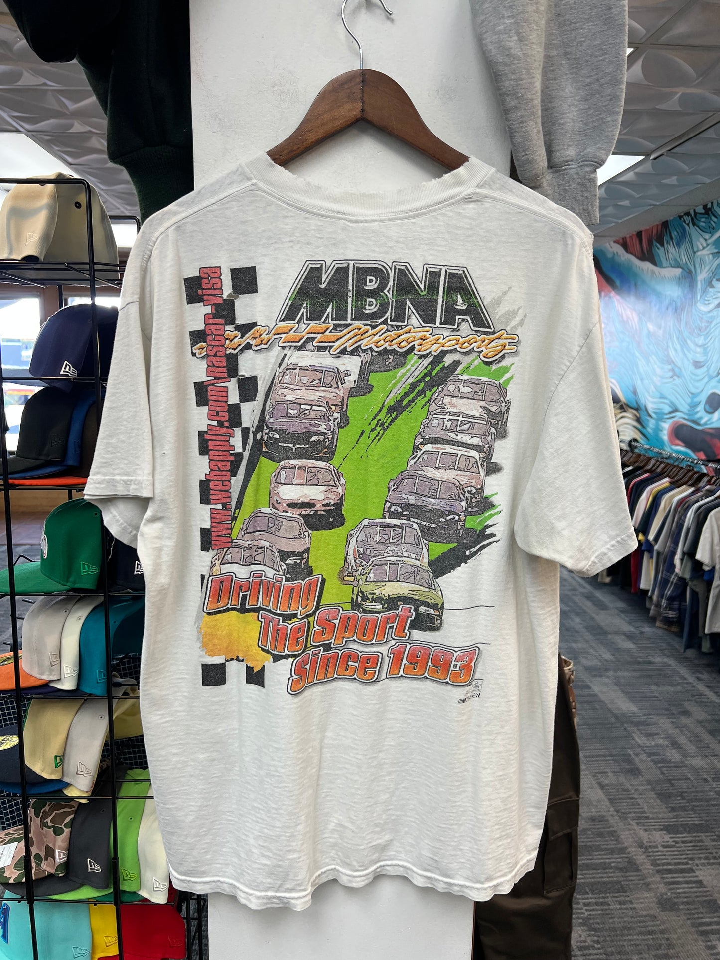 Vintage White Delta NASCAR MBNA Graphic Tee