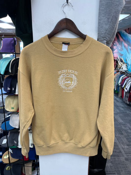 Rush Crest Beige/White Crewneck