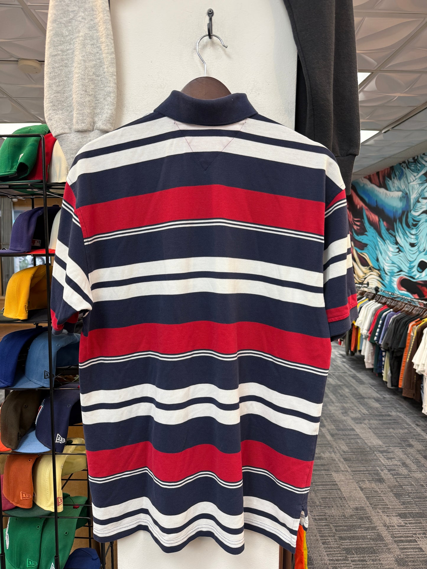 Tommy Hilfiger Red Blue Striped Polo
