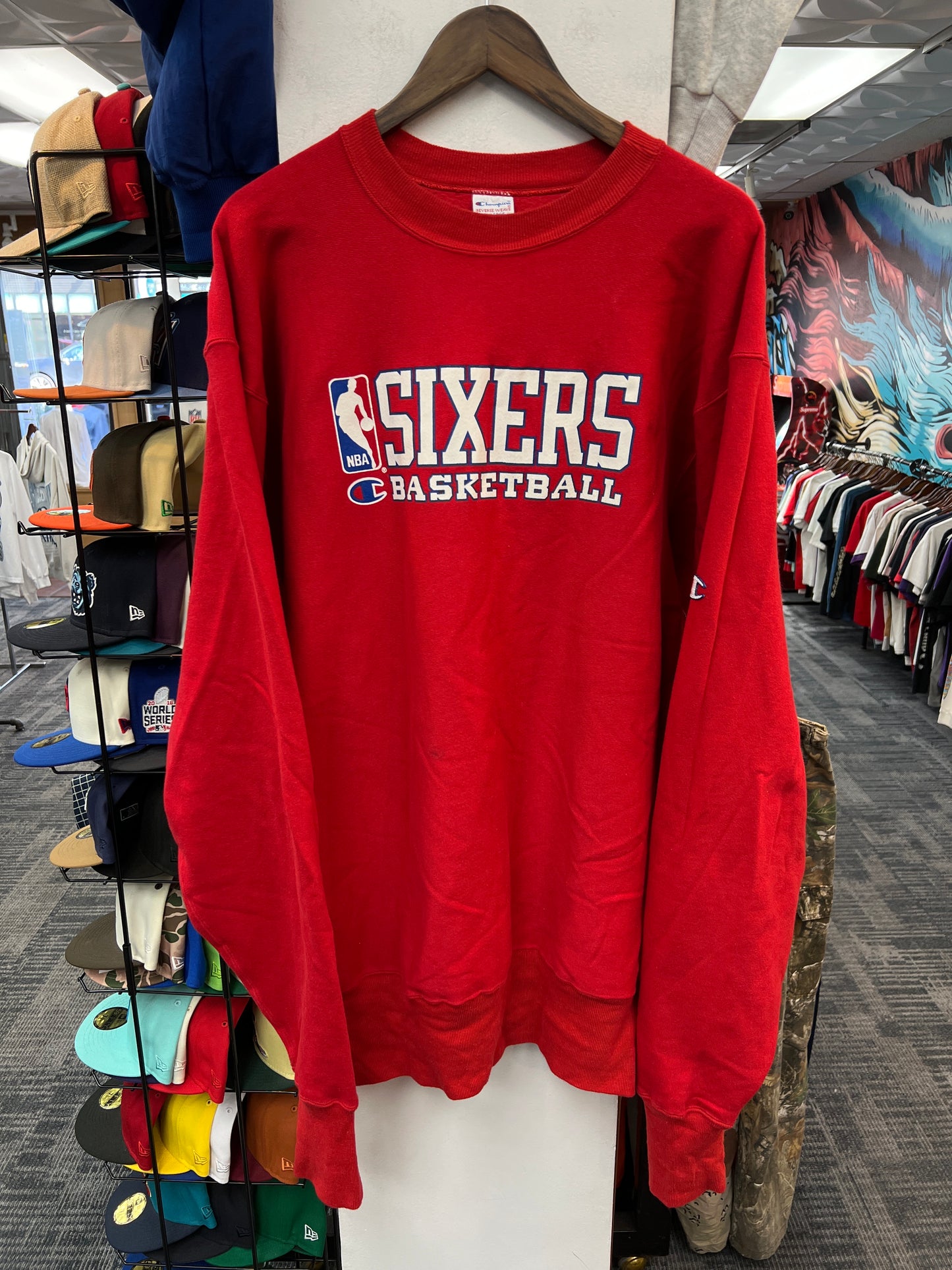 Champion NBA Sixers Red Crewneck