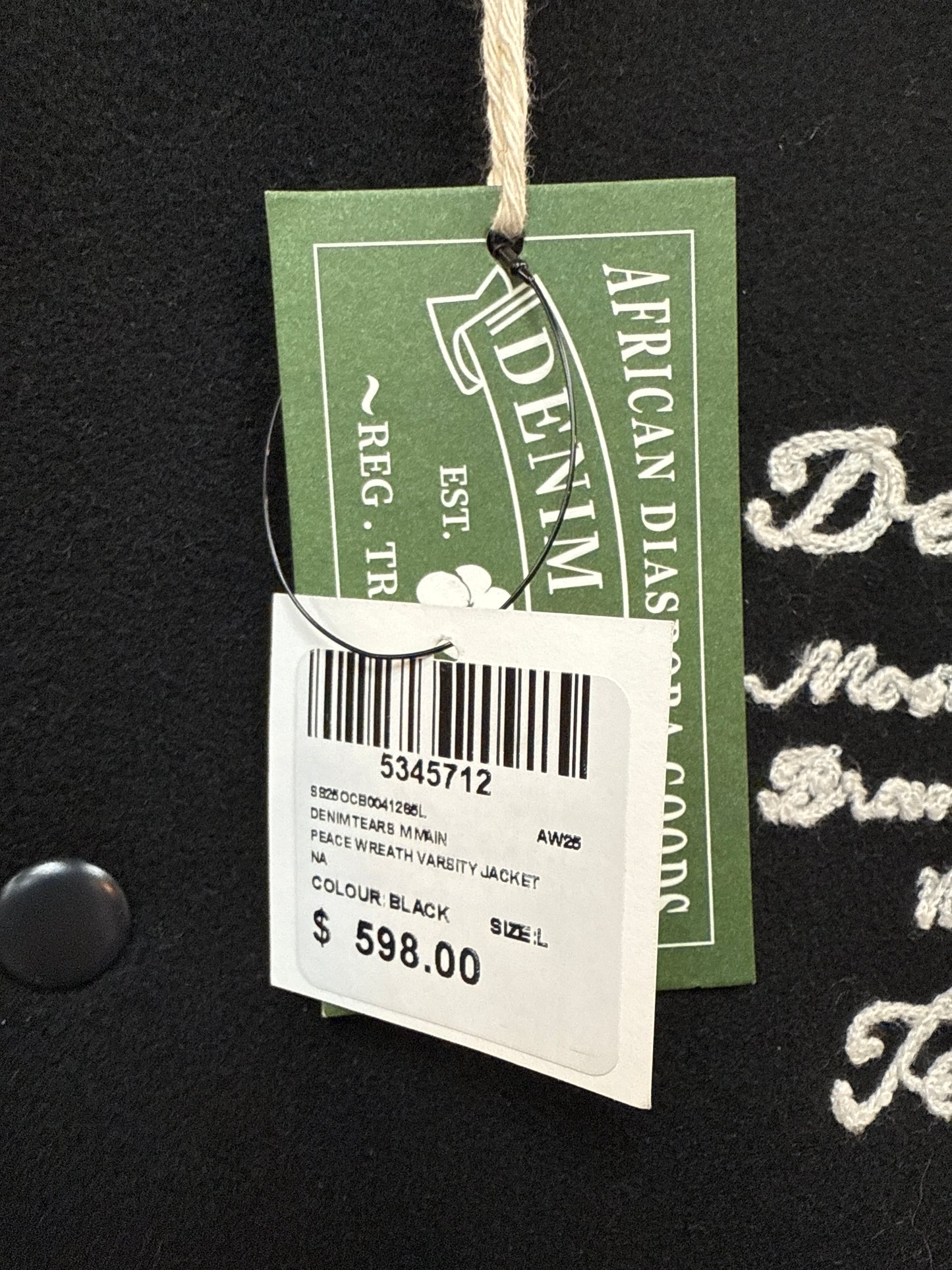 New Denim Tears Peace Wreath Varsity Jacket