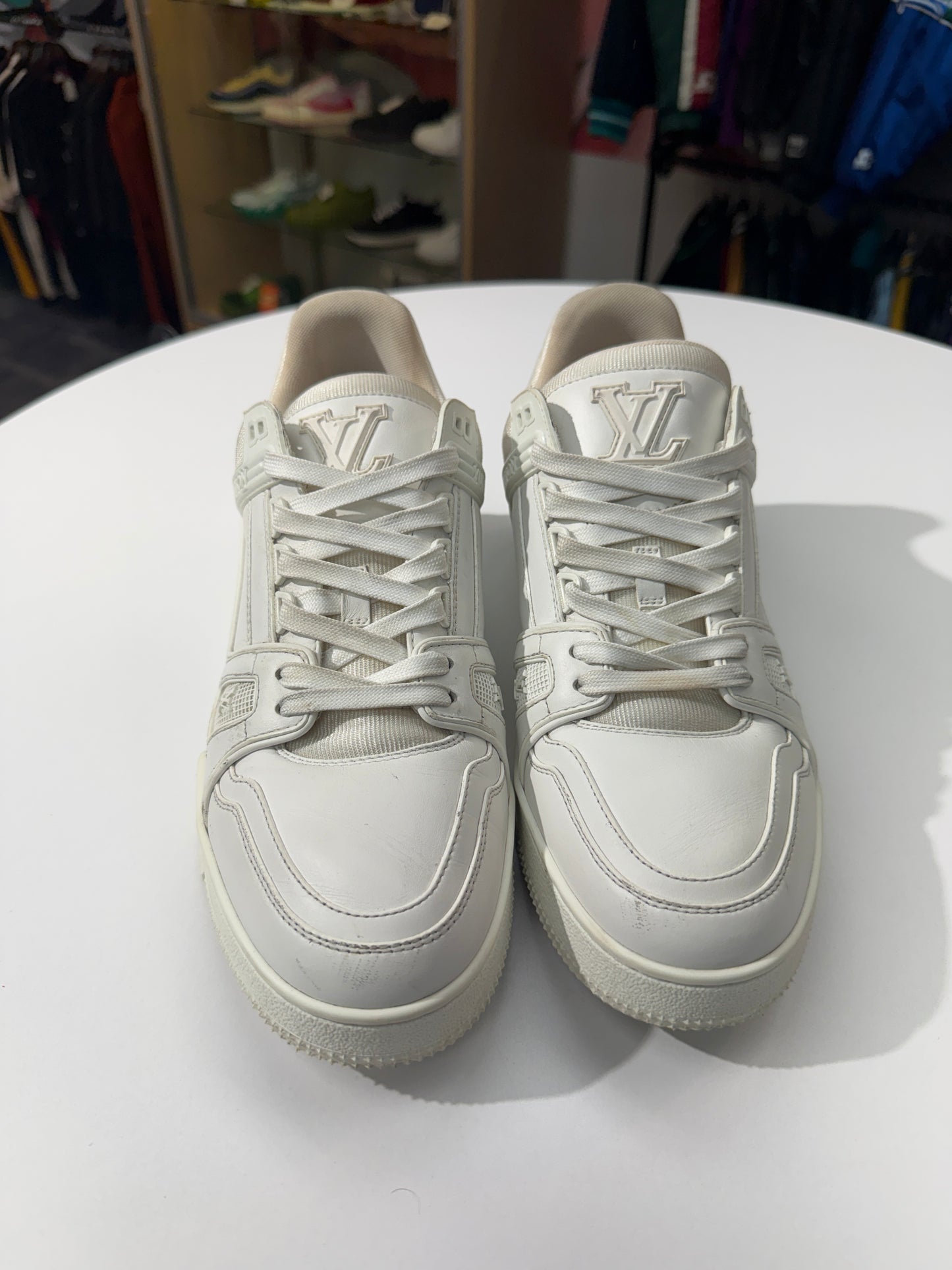 Preowned White Louis Vuitton LV Trainers