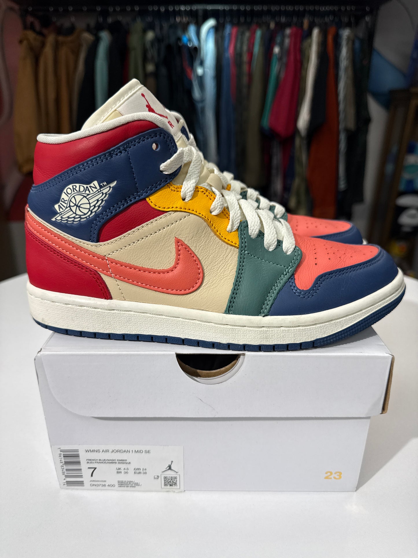 Preowned Jordan 1 Mid Multi Color
