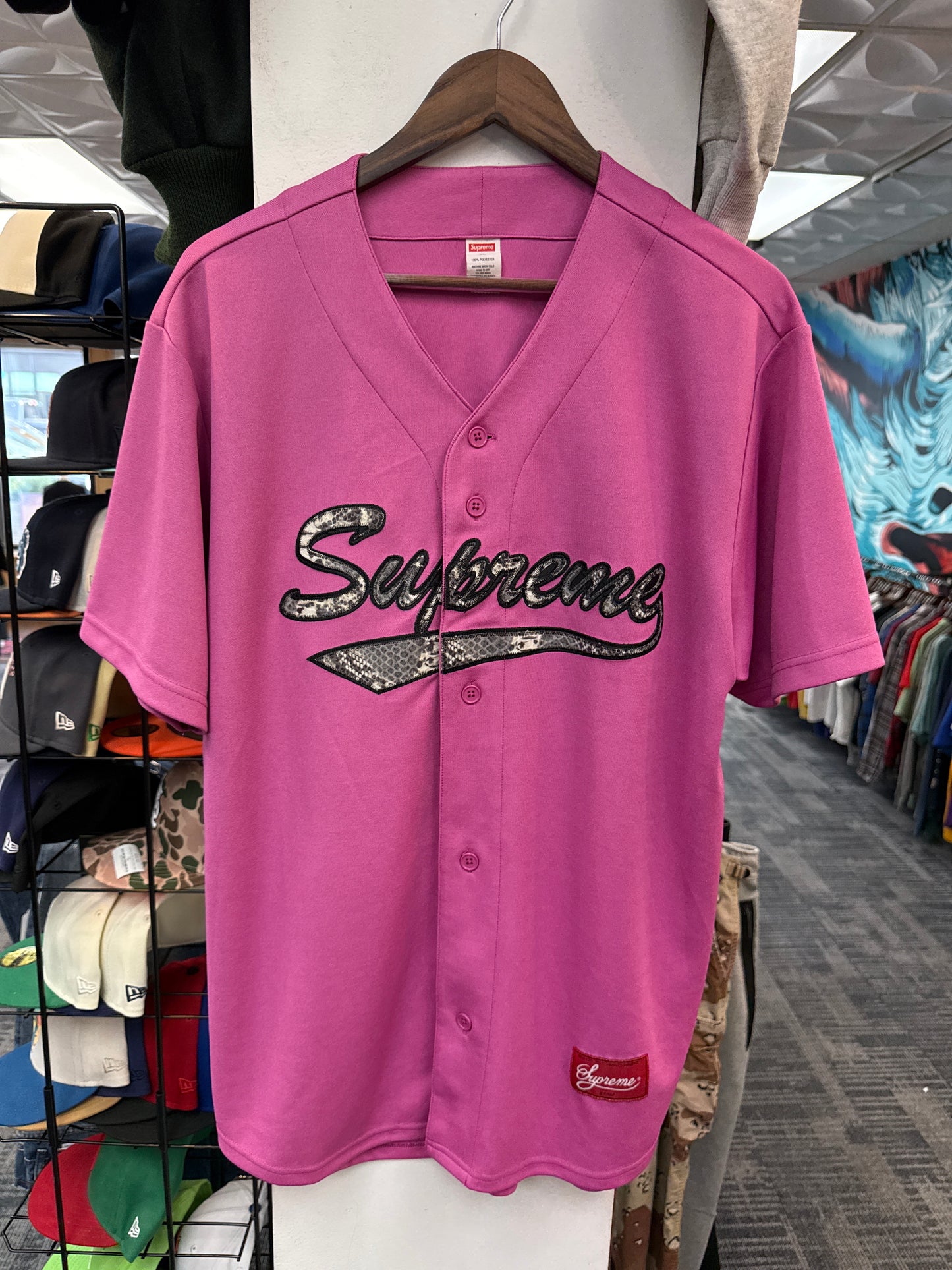 Supreme Snake Script Logo Baseball Jersey