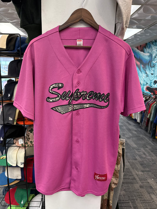Supreme Snake Script Logo Baseball Jersey