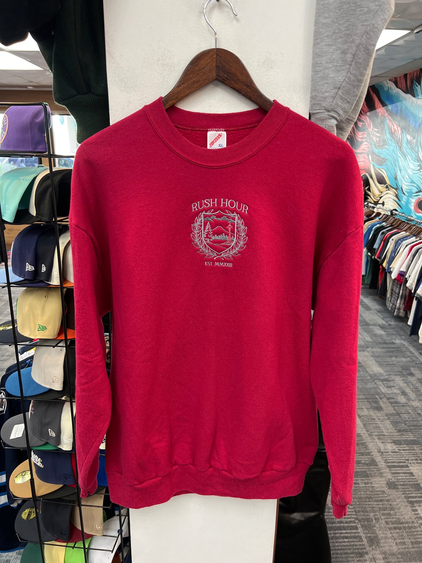 Rush Crest Red/Grey Crewneck