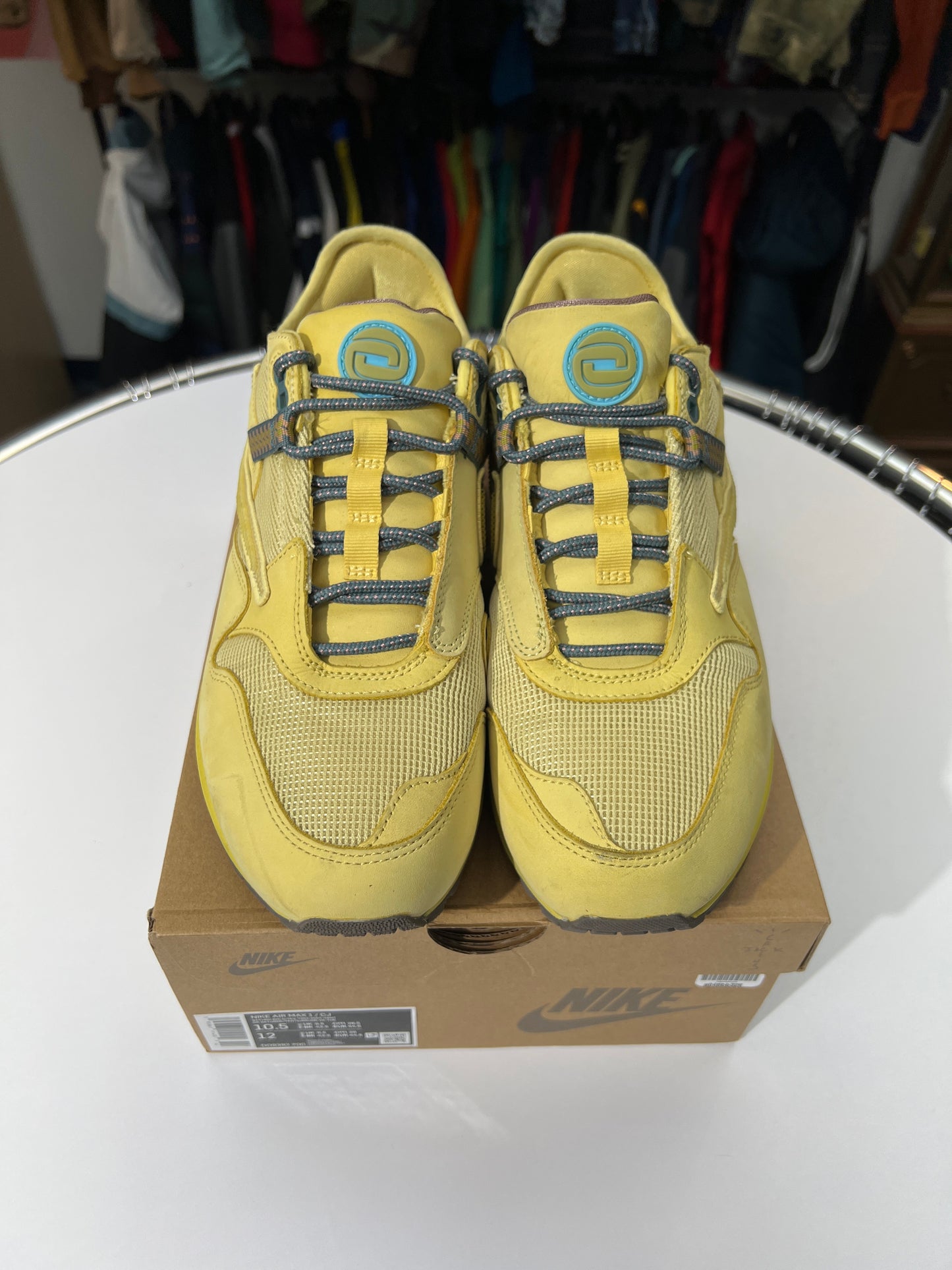 Preowned Travis Scott X Nike Air Max 1 Saturn Gold