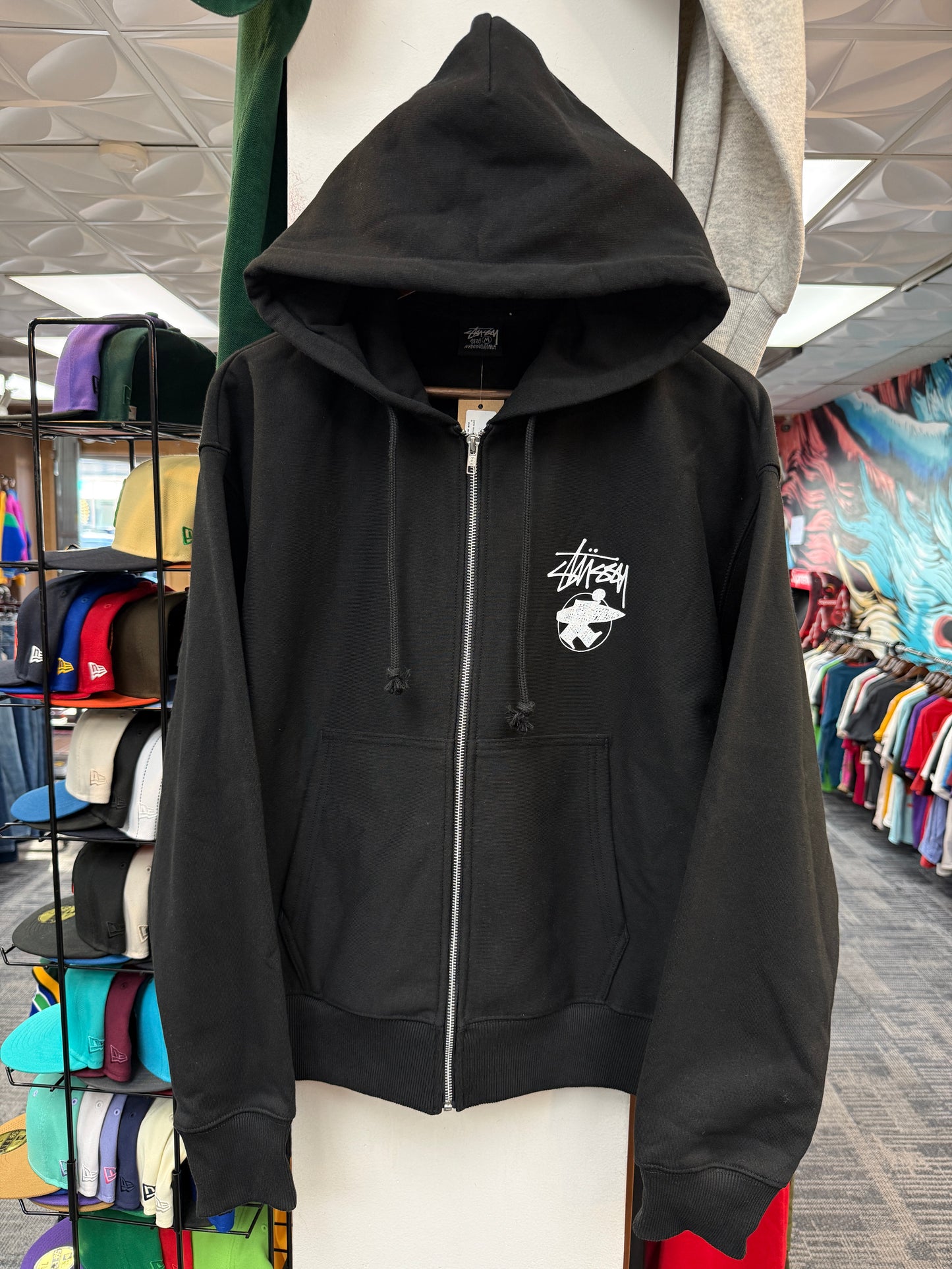 New Stussy Long Haul Black Zip Hoodie