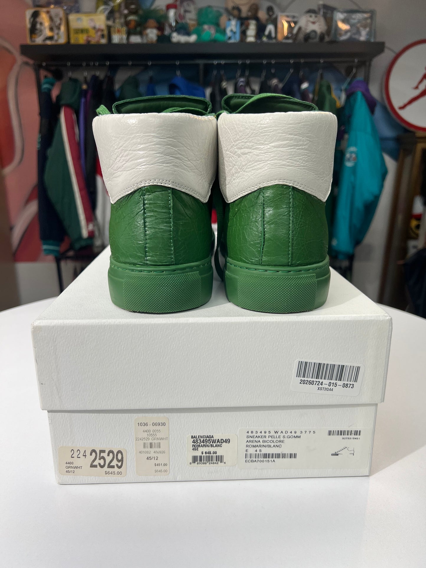Preowned Balenciaga Arena Green Leather Sneakers