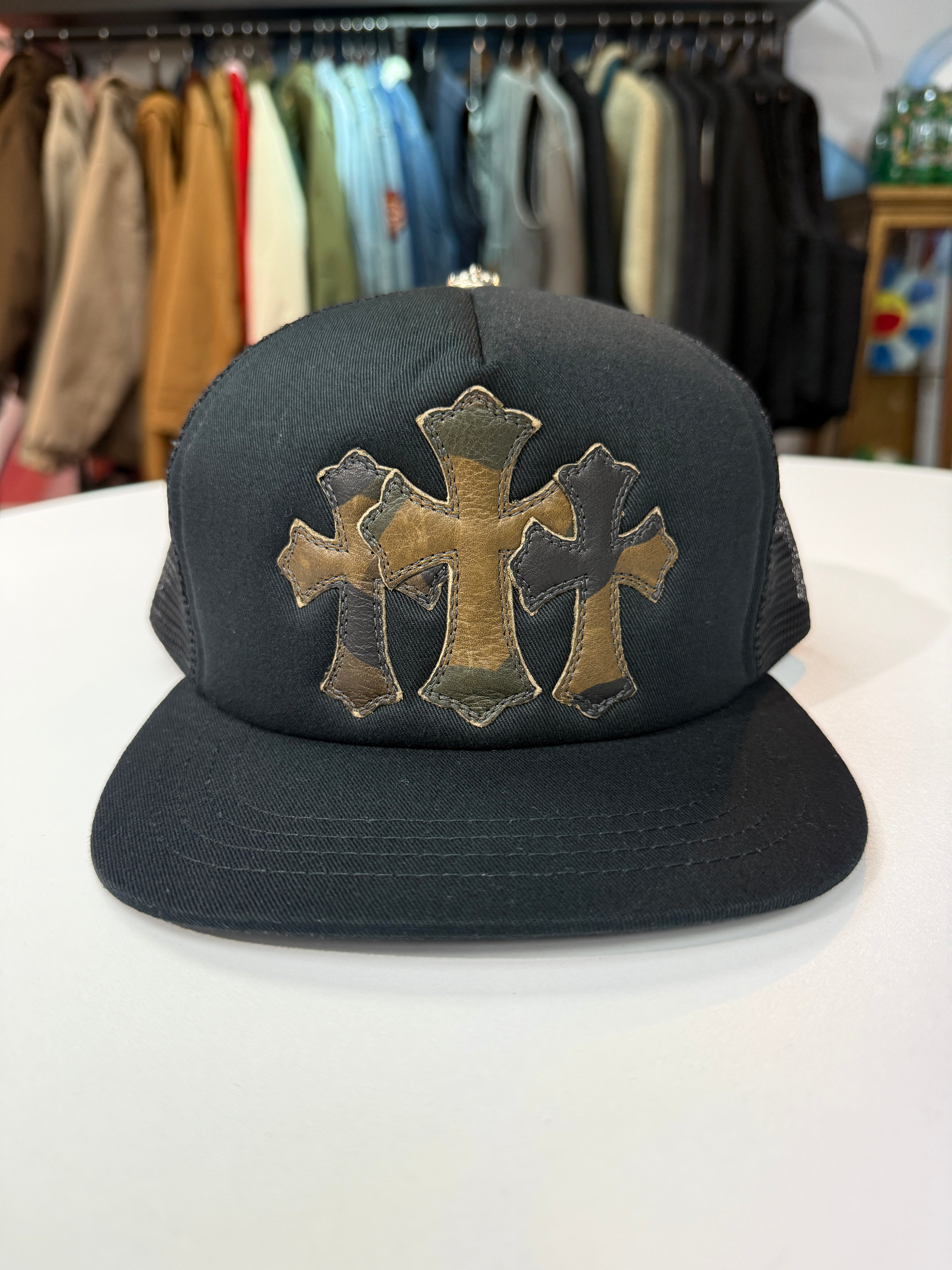New Chrome Hearts Camo Cemetery Trucker Hat – Rush Hour