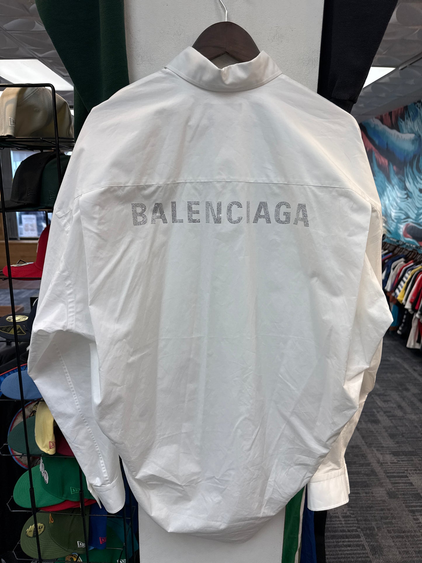 New Balenciaga Oversized Crystal Button Up
