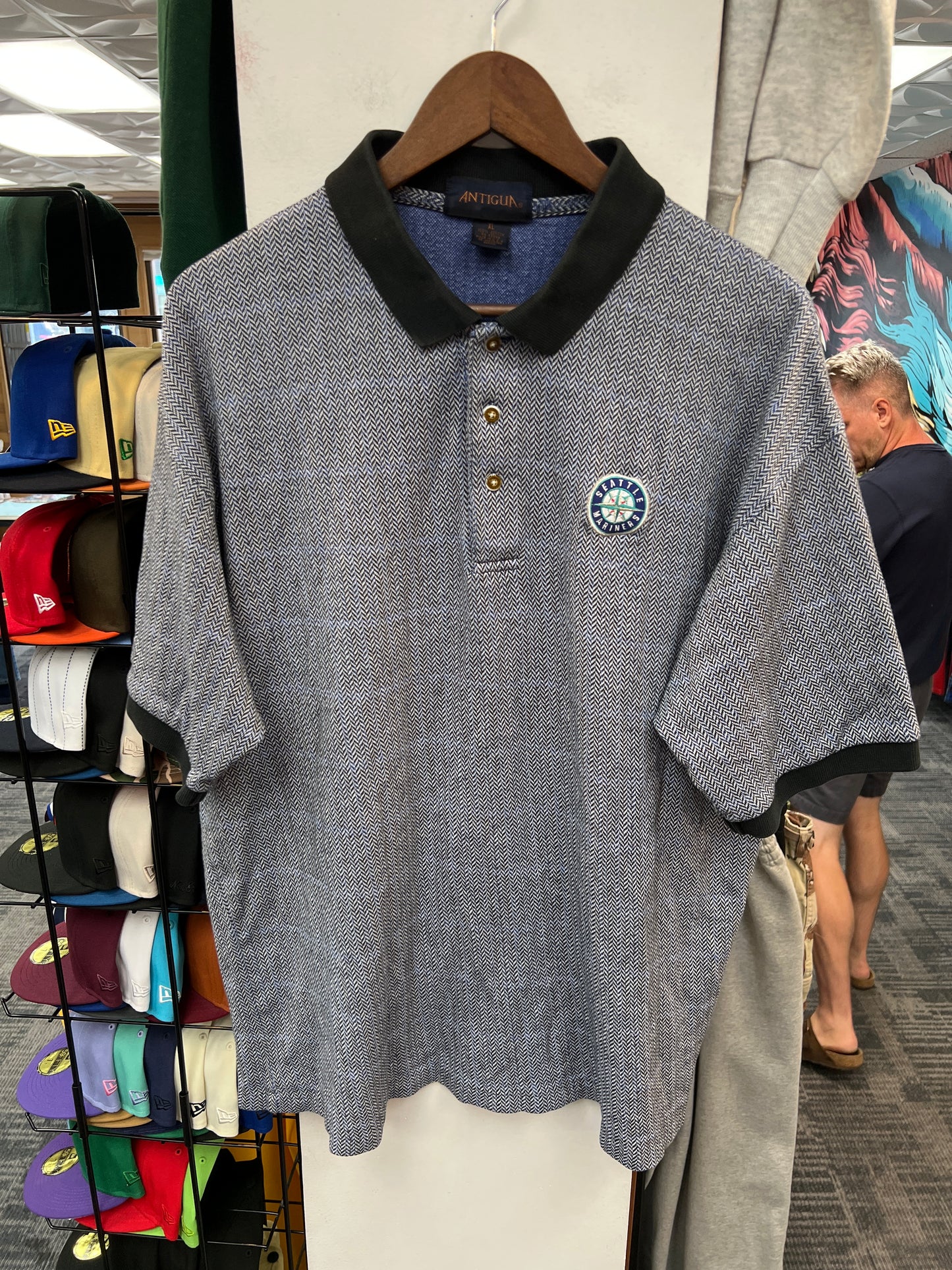 Vintage Antigua Seattle Mariners Herringbone Polo