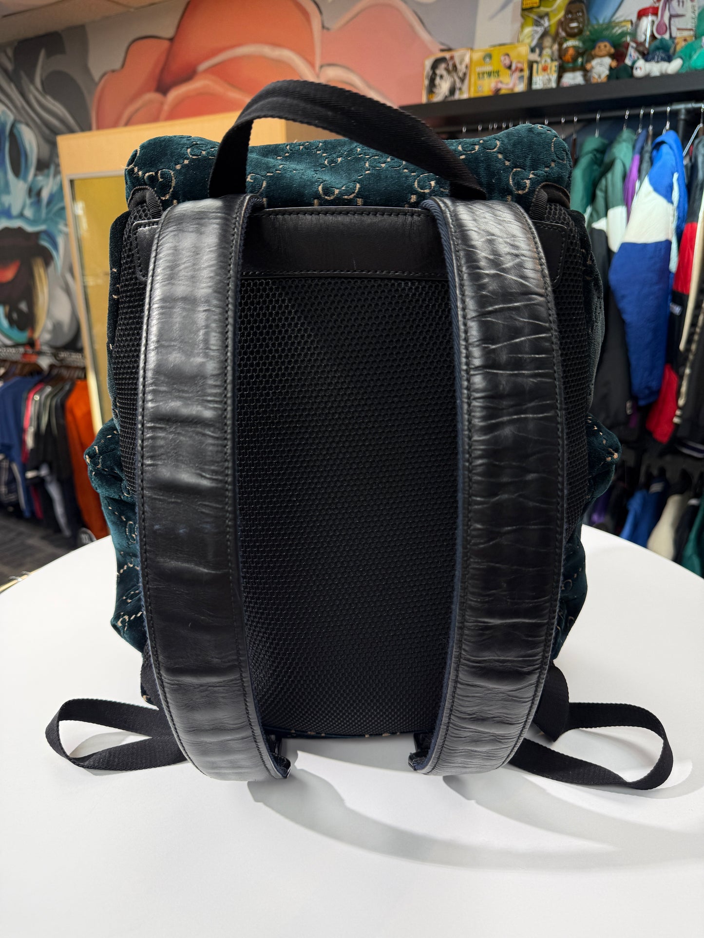 Gucci GG Velvet Medium Blue Backpack