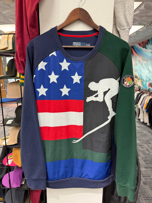 Vintage Polo Ralph Lauren Flag Ski 92 Cookie Crewneck