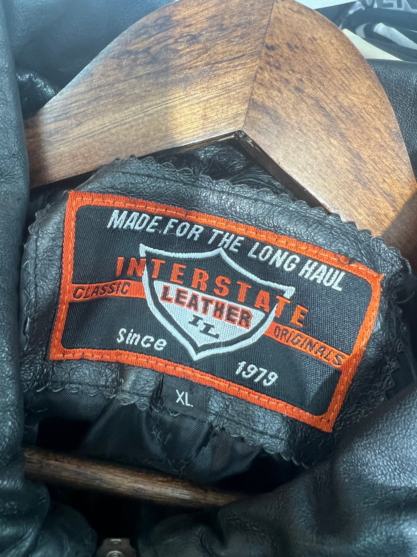 Vintage Interstate Leather USA Flag Jacket