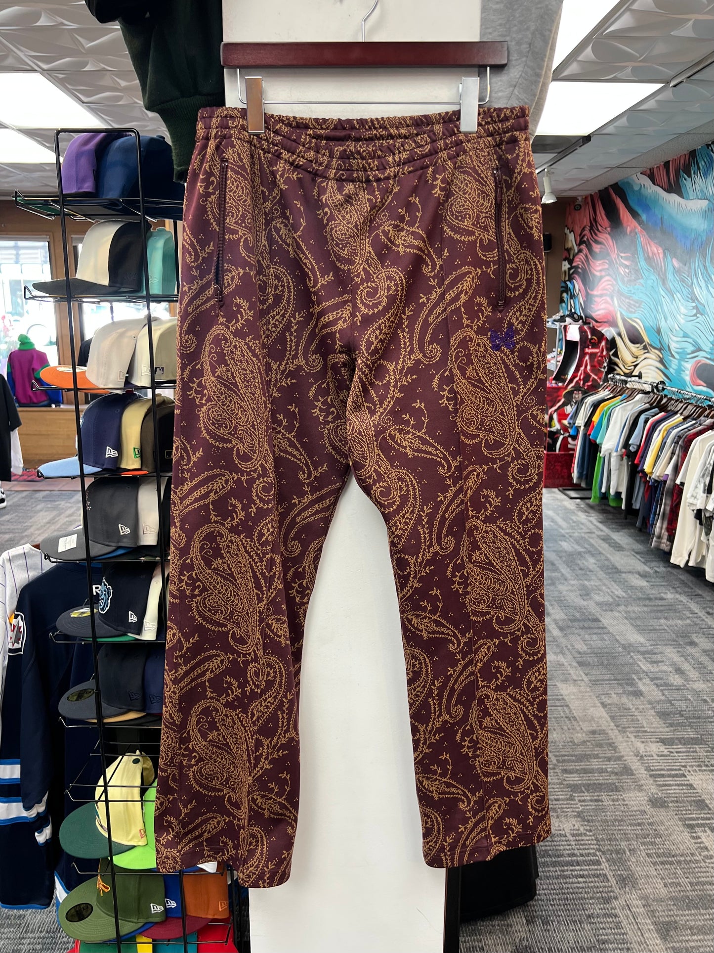 Needles Track Pants Bordeaux Paisley Pattern