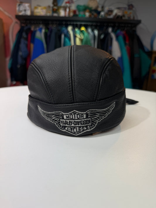 Vintage Harley Davidson Leather Skull Cap