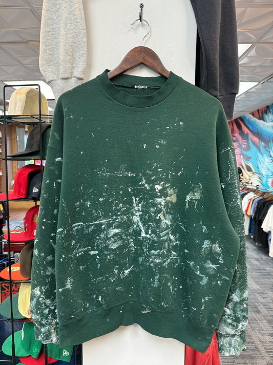 Vintage Paint Splatter Green Crew