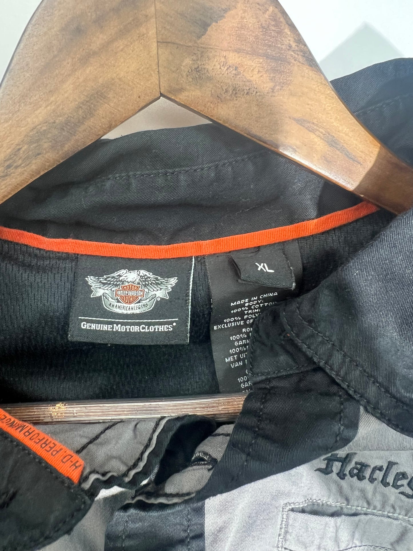 Harley Davidson Black and Grey Button Up Shirt