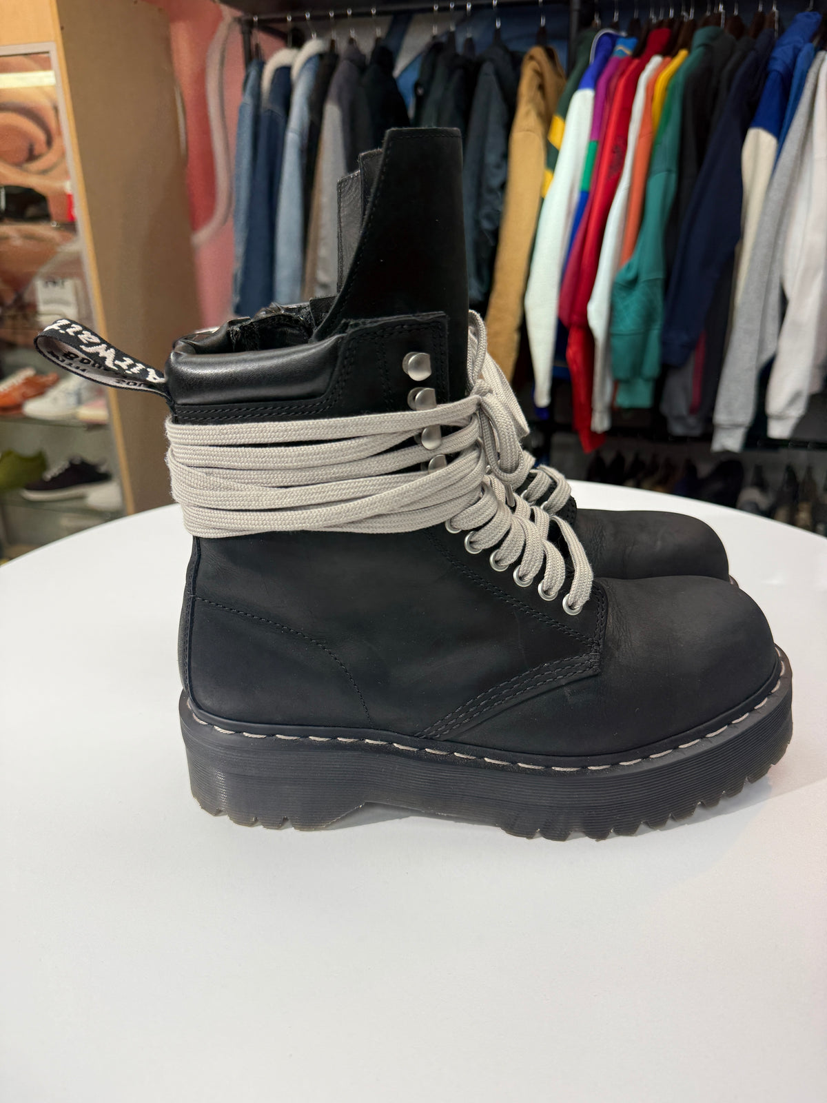 Preowned Rick Owens X Dr. Martens Steel Toe Boots