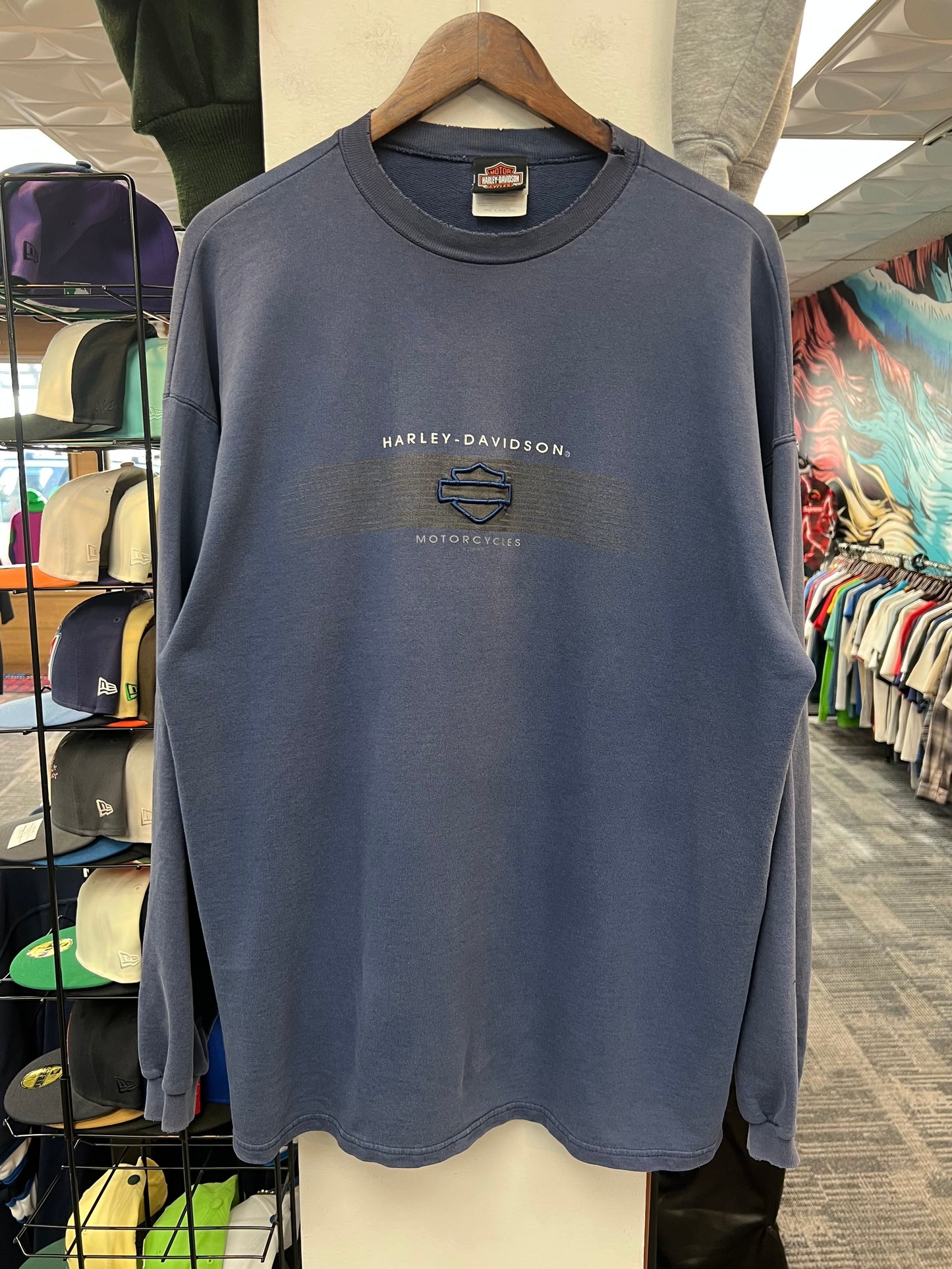 Harley Davidson Rules the Road Blue Crewneck