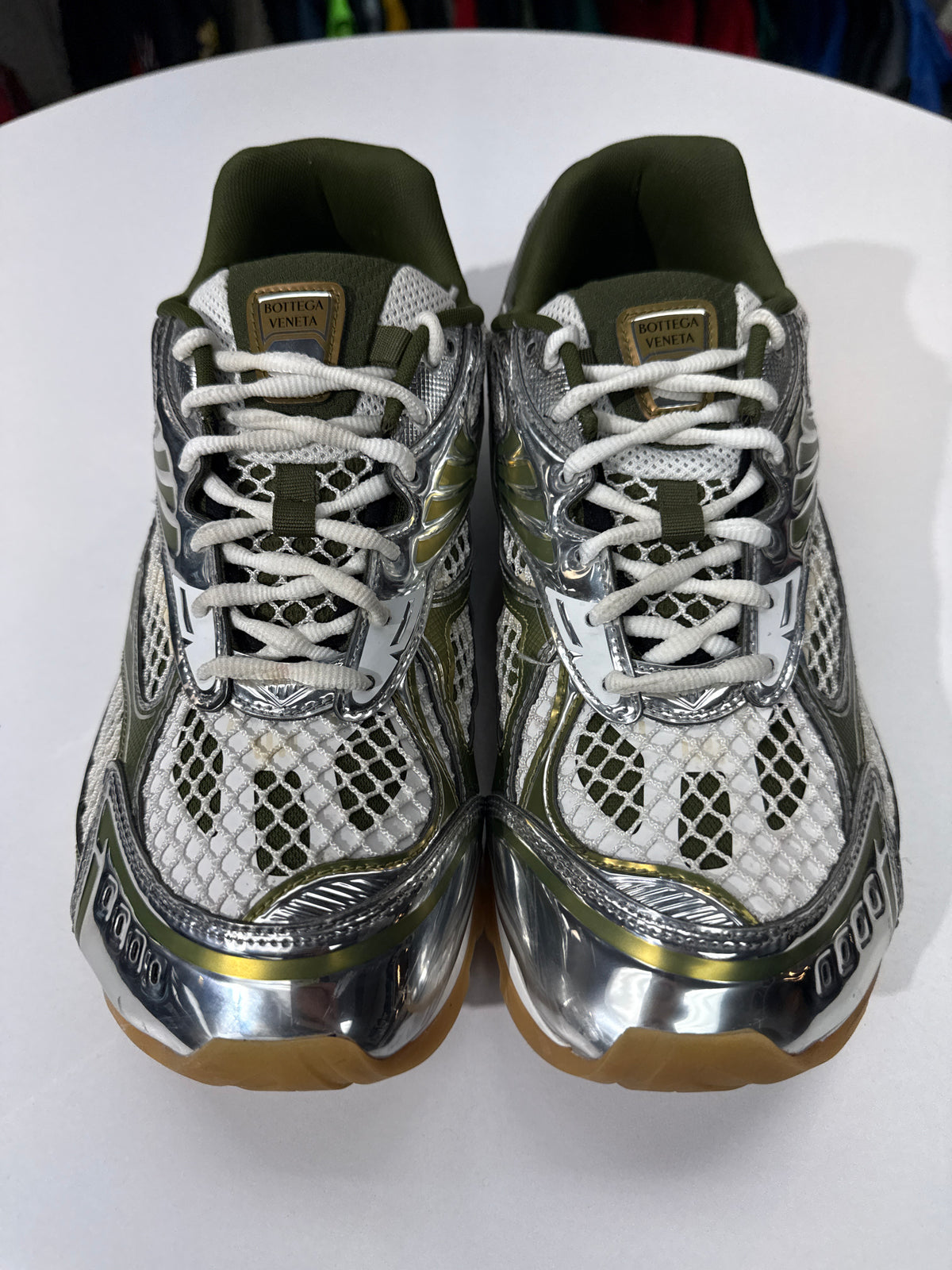 Preowned Bottega Veneta Orbit Sneaker Mud/White