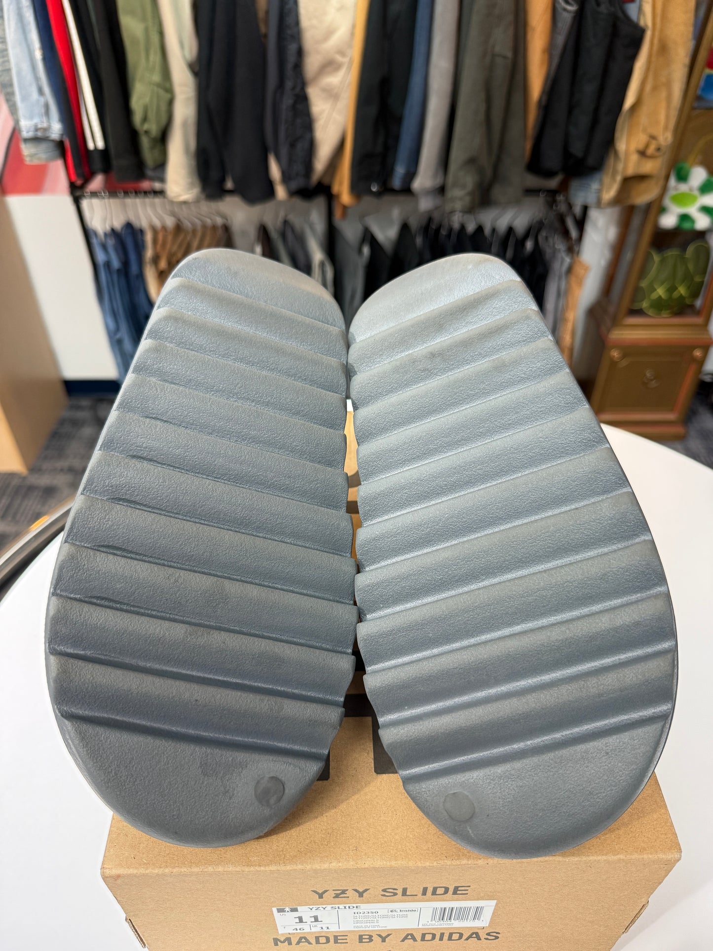Preowned Slate Grey Adidas Yeezy Slides