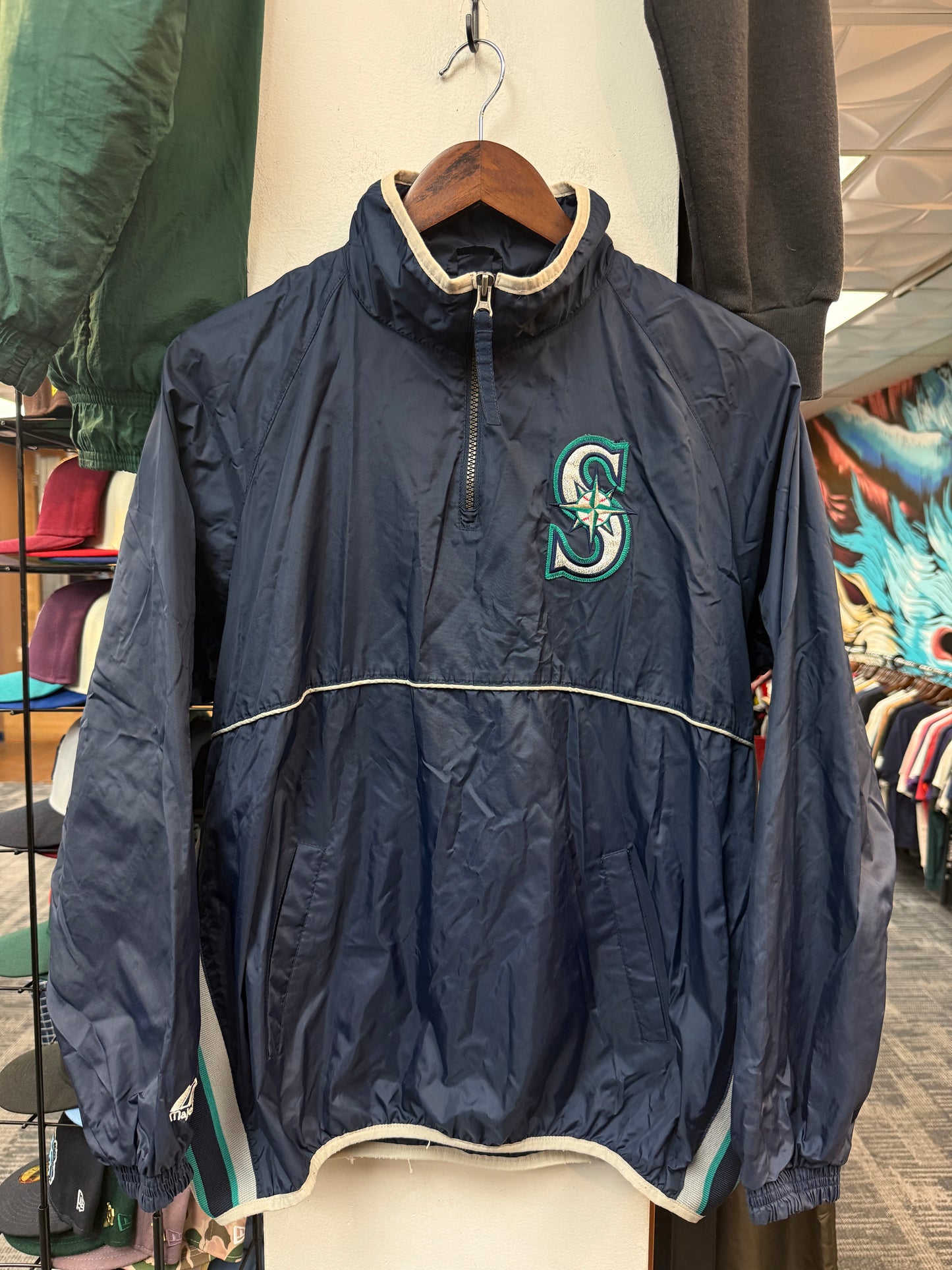 Vintage Mariners Quarter Zip Windbreaker