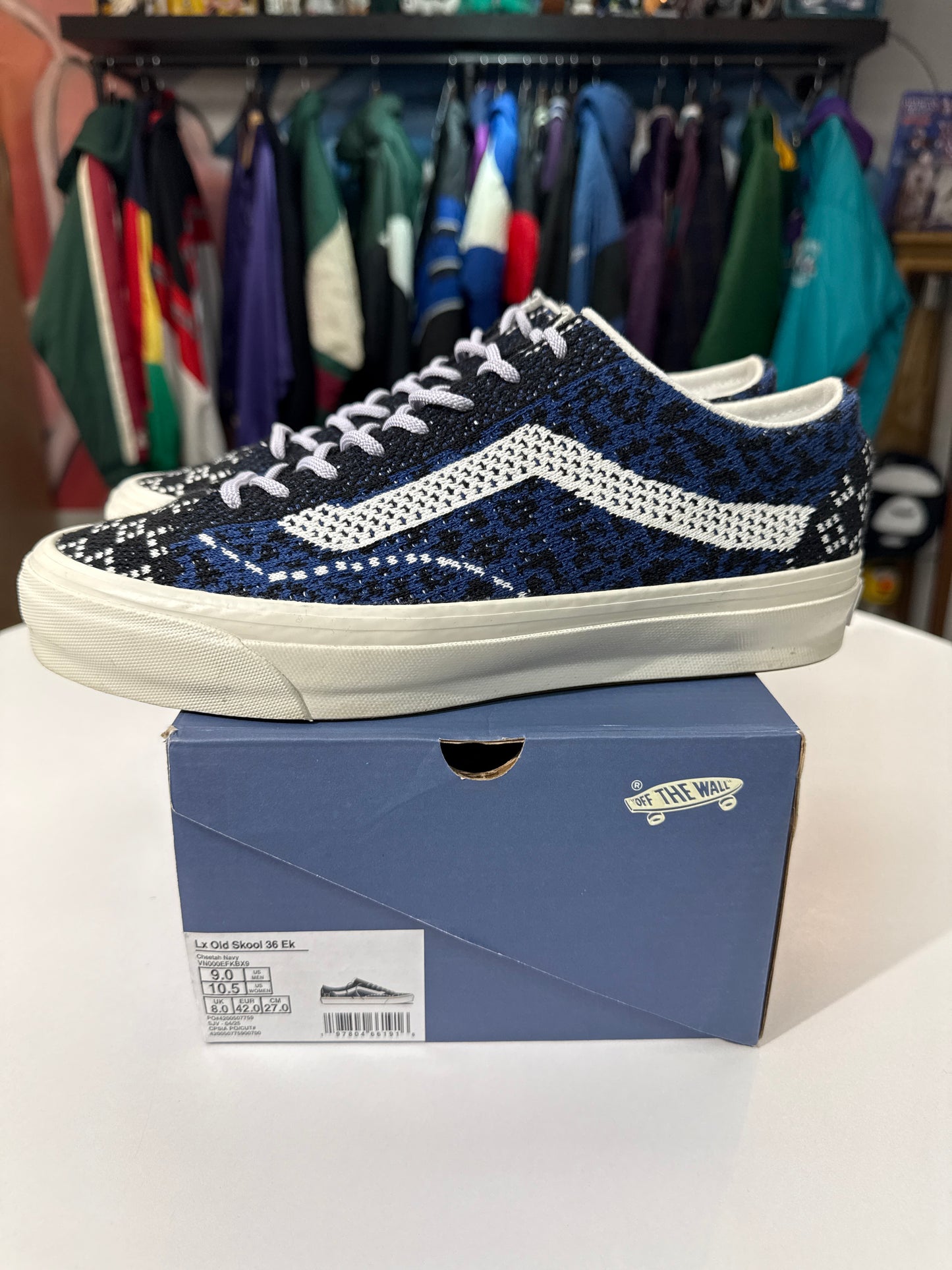 Preowned Vans Premium LX Old Skool 36 Knit Cheetah Navy