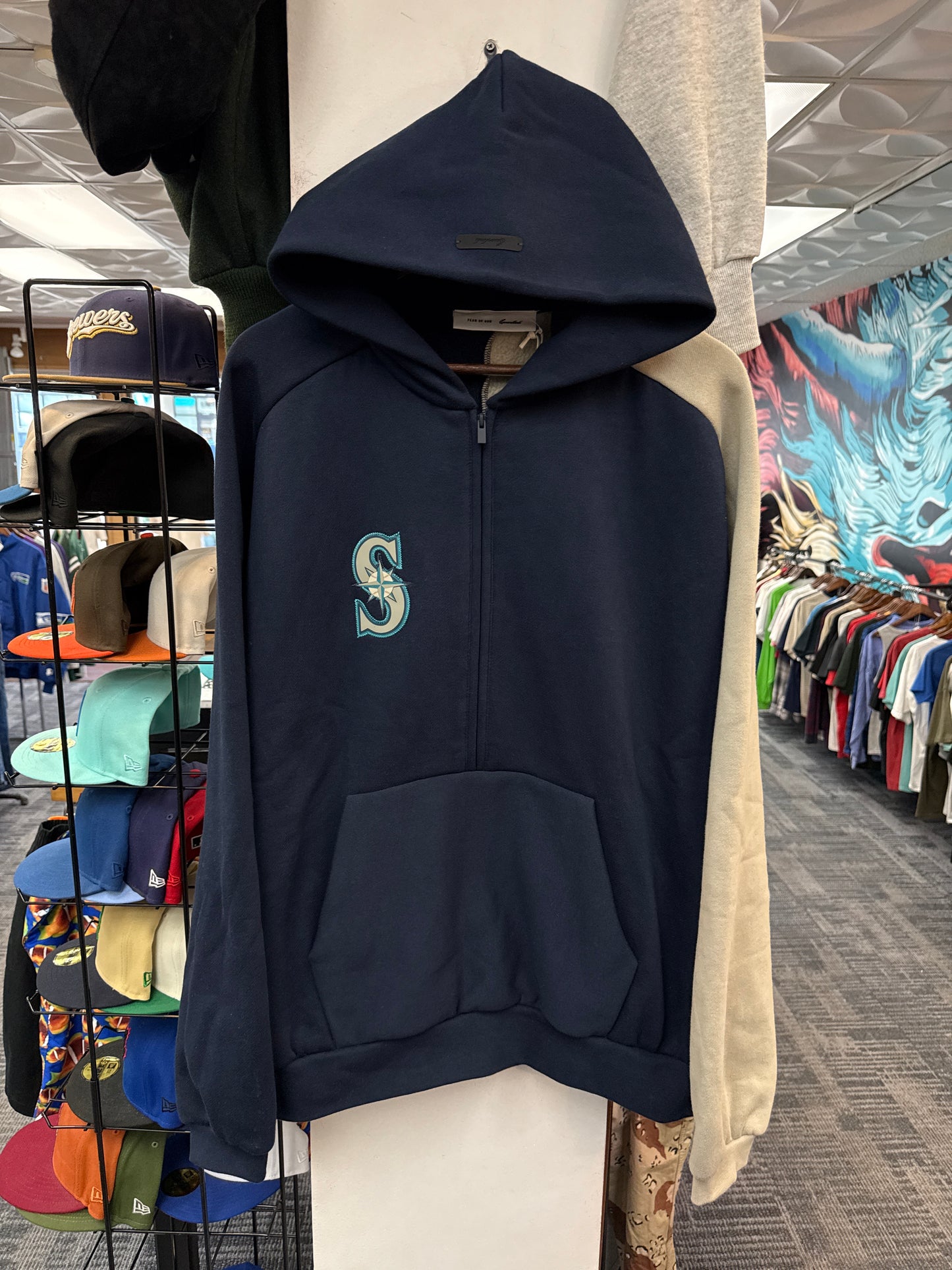 New Fear of God Essentials Mariners Raglan Half Zip Sport Hoodie
