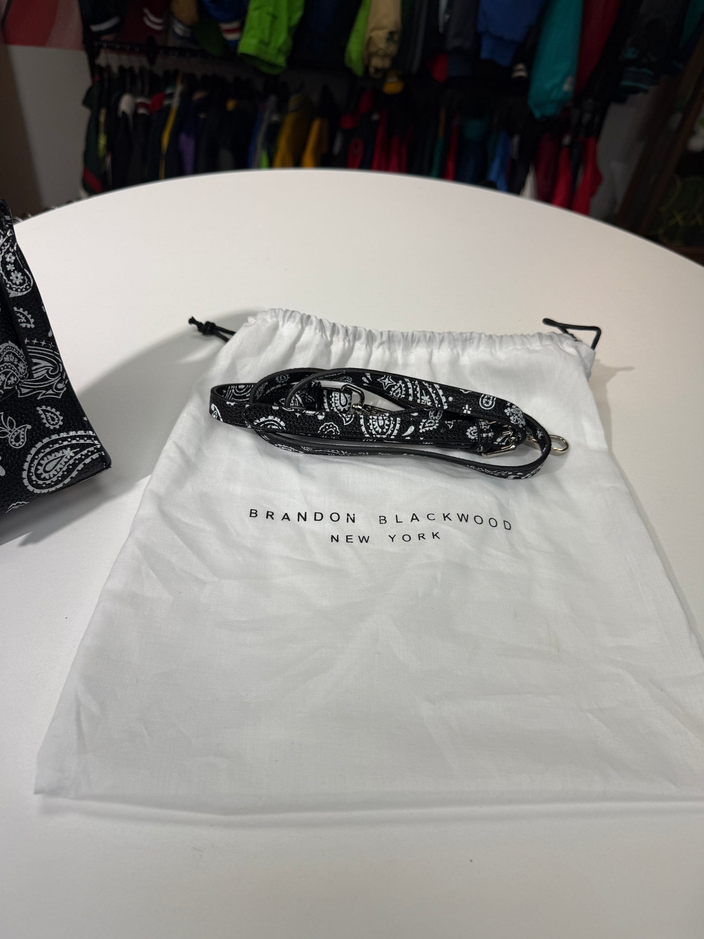 Brandon Blackwood Leather Paisley Handle Bag