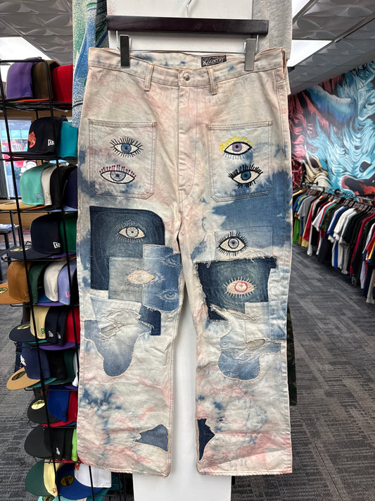 Kapital 14oz Denim Tie-Dye Baggy Flare Pants (CrazyDixieRemake)