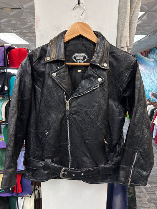 Diamond Plate Leather Biker Jacket