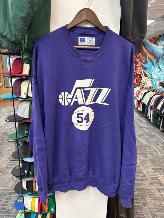 Vintage Utah Jazz #54 Game Issued Warm Up Crewneck